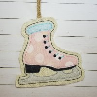 ITH Ice Skate Christmas Ornament Applique Design